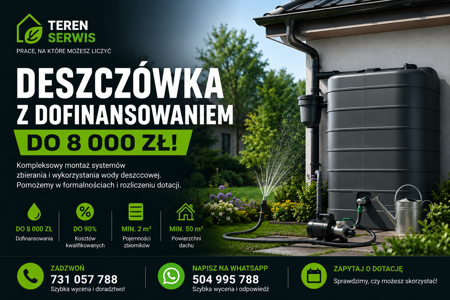 Zbiornik na deszczówkę z dofinansowaniem – Teren Serwis