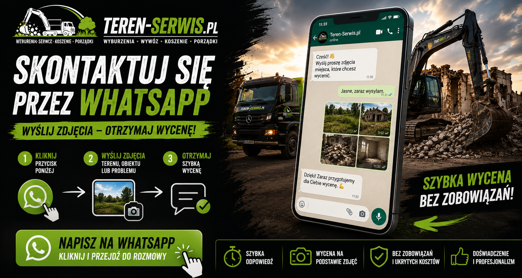 Kontakt Teren Serwis - szybka wycena przez WhatsApp