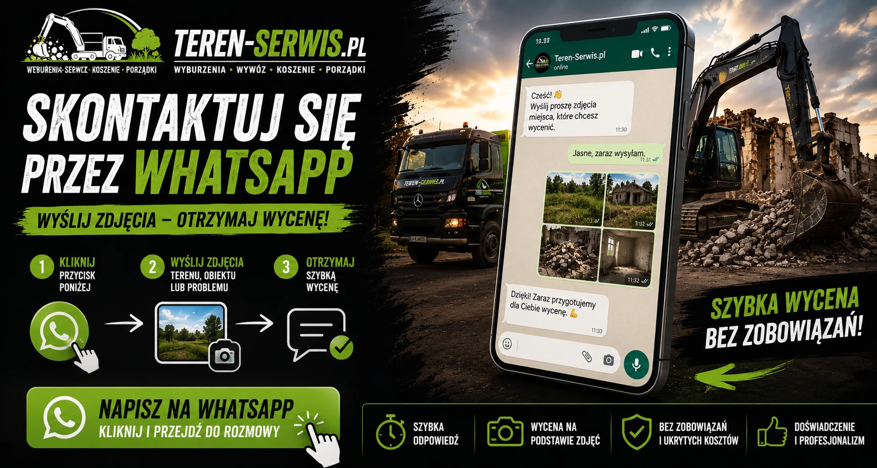 Kontakt Teren Serwis - szybka wycena przez WhatsApp