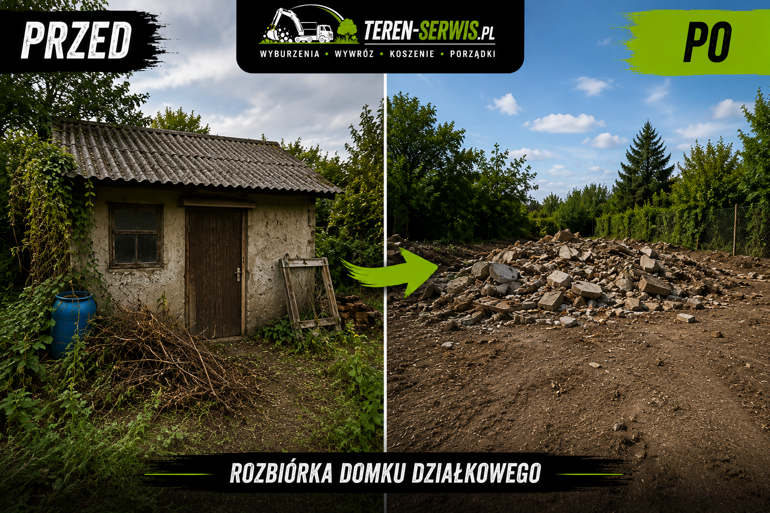 Rozbiórka domku działkowego w Pyskowicach